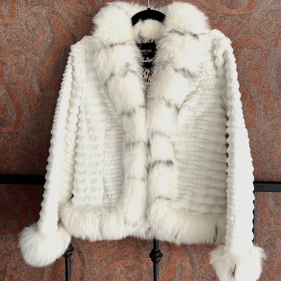 White Fur Jacket - Rex Rabbit and Fox - Picture 1 of 3